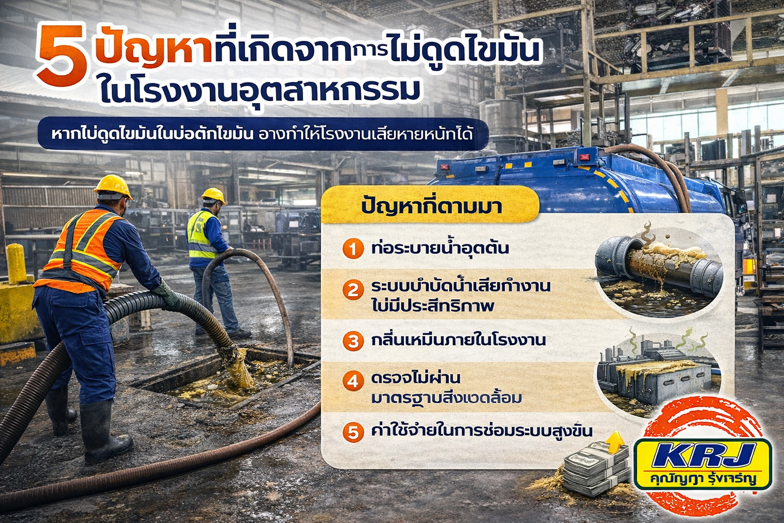 5 ปัญหาที่เกิดจากการไม่ดูดไขมันในโรงงานอุตสาหกรรม