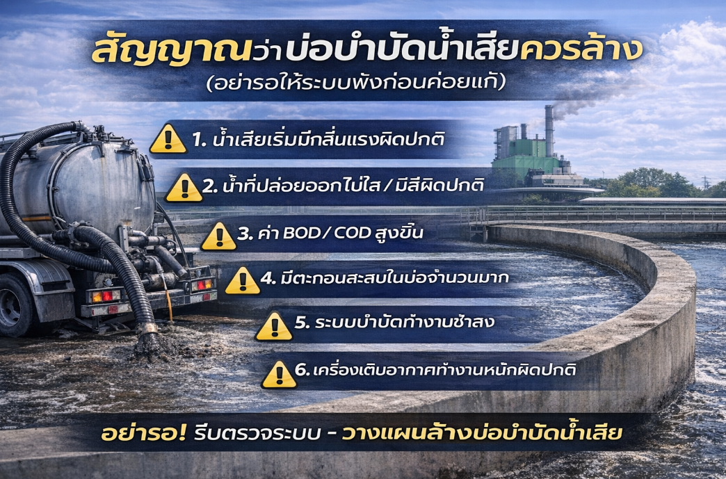 สัญญาณว่าบ่อบำบัดน้ำเสียควรล้าง (อย่ารอให้ระบบพังก่อนค่อยแก้)